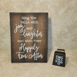 Studio His & Hers Table Décor Wooden with Wedding Wishes with Bell